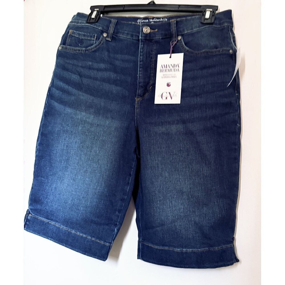 Gloria Vanderbilt Womens Amanda High Rise Denim Bermuda Jean Shorts Sz 8 New - Picture 3 of 8